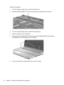 Page 82Remove the keyboard:
1.Turn the computer upside down, with the front toward you.
2.Remove the Phillips PM2.5×13.0 screw that secures the keyboard to the computer.
3.Turn the computer display-side up, with the front toward you.
4.Open the computer as far as possible.
5.Remove the three Phillips PM2.0×4.0 screws (1) and the Phillips PM2.0×3.0 broad-head
screw (2) that secure the keyboard to the computer.
6.Lift the rear edge of the keyboard (1) until it rests at an angle.
72 Chapter 4   Removal and...