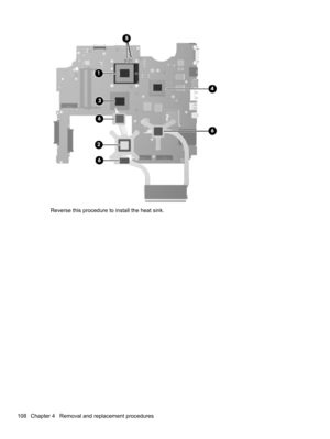 Page 118Reverse this procedure to install the heat sink.
108 Chapter 4   Removal and replacement procedures 