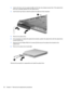 Page 683.Insert a thin tool, such as a paper clip (2), into the disc tray release access hole. (The optical drive
disc tray is partially ejected from the optical drive.)
4.Use the disc tray frame to slide the optical drive (3) out of the computer.
5.Remove the optical drive.
6.If it is necessary to replace the optical drive bracket, position the optical drive with the optical drive
bracket toward you.
7.Remove the two Phillips PM2.0×4.0 screws (1) that secure the optical drive bracket to the
optical drive....