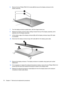 Page 886.Remove the two Phillips PM2.5×5.0 screws (2) that secure the display enclosure to the
display assembly.
7.Turn the display enclosure upside down, with the hinges toward you.
8.Release the display enclosure (1) by sliding it toward the top of the display assembly until it
detaches from the display assembly.
9.Lift the bottom edge of the display enclosure (2) until the display enclosure logo LED cable
is accessible.
10.Disconnect the display enclosure logo LED cable (3) from the display panel cable....