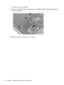 Page 643.Remove the TV tuner module (3).
NOTE:The TV tuner module is designed with a notch (4) to prevent incorrect insertion into the
TV tuner module slot.
Reverse this procedure to install the TV tuner module.
56 Chapter 4   Removal and replacement procedures 