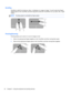 Page 44Scrolling
Scrolling is useful for moving up, down, or sideways on a page or image. To scroll, place two fingers
slightly apart on the TouchPad, and then drag them across the TouchPad in an up, down, left, or right
motion.
NOTE:Scrolling speed is controlled by finger speed.
Pinching/Zooming
Pinching allows you to zoom in or out on images or text.
●Zoom in by placing two fingers together on the TouchPad, and then moving them apart.
●Zoom out by placing two fingers apart on the TouchPad, and then moving...