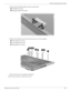 Page 71Removal and replacement procedures
Maintenance and Service Guide4–35
3. Disconnect the following cables from the system board:
1 TouchPad board cable
2 Fingerprint reader board cable
4. Remove the following screws that secure the top cover to the computer:
1 4 black PM2.5×5.0 screws
2 4 silver PM2.0×4.0 screws
3 2 black PM2.5×7.0 screws
5. Remove the top cover by lifting it straight up.
Reverse this procedure to install the top cover.  