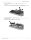 Page 45Removal and replacement procedures
Maintenance and Service Guide4–11
Remove the mass storage devices:
1. Loosen the five Phillips PM2.5×6.0 captive screws 1 that secure the mass storage device cover to 
the computer. 
2. Lift the rear edge of the mass storage device cover 2, swing it up and forward, and then remove the cover3. 
The mass storage device cover is included in the Plastics Kit, spare part number 580404-001.
3. Disconnect the mass storage device cable 1 from the system board.
4. Grasp the...