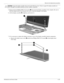 Page 69Removal and replacement procedures
Maintenance and Service Guide4–35
ÄCAUTION: Support the display assembly when removing the following screws. Failure to support the display assembly can 
result in damage to the display assembly and other computer components.
5. Remove the four Phillips PM2.5×7.0 screws 1 that secure the display assembly to the computer. Be sure to 
hold the display before removing the last screw, to prevent damage to the display.
6. Lift the display assembly 2 straight up, and remove...