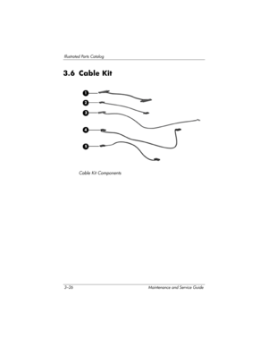 Page 923–26 Maintenance and Service Guide
Illustrated Parts Catalog
3.6 Cable Kit
Cable Kit Components 