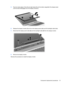 Page 615.Flex the inside edges of the left and right sides (1) and the bottom edge (2) of the display bezel
until the bezel disengages from the display enclosure.
6.Release the display inverter (1) as far as the display panel cable and the backlight cable allow.
7.Disconnect the display panel cable (2) and the backlight cable (3) from the display inverter.
8.Remove the display inverter.
Reverse this procedure to install the display inverter.
Component replacement procedures 51 