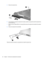 Page 705.Remove the optical drive.
6.If it is necessary to replace the optical drive bracket, position the optical drive with the optical drive
bracket toward you.
7.Remove the two Phillips PM2.0×3.0 screws (1) that secure the optical drive bracket to the optical
drive.
8.Remove the optical drive bracket (2).
Reverse the above procedure to reassemble and install the optical drive.
60 Chapter 4   Removal and replacement procedures 