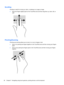 Page 36Scrolling
Scrolling is useful for moving up, down, or sideways on a page or image.
●Place two fingers slightly apart on the TouchPad zone and then drag them up, down, left, or
right.
Pinching/Zooming
Pinching and zooming allows you to zoom in or out on images or text.
●Zoom in by placing two fingers together on the TouchPad zone and then moving your fingers
apart.
●Zoom out by placing two fingers apart on the TouchPad zone and then moving your fingers
together.
26 Chapter 5   Navigating using touch...