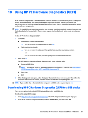 Page 6110Using HP PC Hardware Diagnostics (UEFI)
HPPCHardwareDiagnosticsisaUni