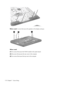 Page 118Where used: 4 screws that secure the speakers to the display enclosure
Where used:
(1) Two screws that secure the WLAN module to the system board
(2) One screw that secures the rear cover to the computer
(3) Two screws that secure the top cover to the computer
110 Chapter 7   Screw listing 