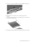 Page 5115.Disconnect the two display panel cables (2) and the backlight cable (3) from the display inverter.
16.Remove the display inverter. The display inverter is available using spare part number
452308-001.
17.I f  i t  i s  n e c e s s a r y  t o  r e p l a c e  t h e  display panel, remove the eight Phillips PM2.5×5.0 screws that secure
the display panel to the display enclosure.
18.Tilt the top edge of the display panel (1) forward until the display panel cable connector is accessible.
Component...