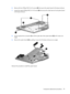 Page 876.Remove the four Phillips PM2.5×4.0 screws (2) that secure the system board to the base enclosure.
7.Loosen the captive Phillips PM2.5×14.0 screw (3) that secures the video heat sink and system board
to the base enclosure.
8.Use the optical drive connector (1) to lift the right side of the system board (2) until it rests at an
angle.
9.Remove the system board (3) by pulling it away from the base enclosure at an angle.
Reverse this procedure to install the system board.
Component replacement procedures 79 