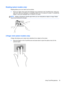 Page 43Rotating (select models only)
Rotating allows you to turn items such as photos.
●Point to an object, then anchor the forefinger of your left hand in the TouchPad zone. Using your
right hand, slide your forefinger in a sweeping motion from 12 o’clock to 3 o’clock. To reverse the
rotation, move your forefinger from 3 o’clock to 12 o’clock.
NOTE:Rotate is intended for specific apps where you can manipulate an object or image. Rotate
may not be functional for all apps.
2-finger click (select models only)...