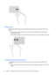 Page 40Left-edge swipe
The left-edge swipe accesses your recently opened apps so that you can switch between them
quickly.
●Gently swipe your finger inward from the left edge of the display bezel to switch between
recently opened apps.
●Without lifting your finger, swipe back toward the left edge to display all recently opened apps.
Top-edge swipe and bottom-edge swipe
The top-edge swipe or bottom-edge swipe allows you to open a list of apps available on your
computer.
1.Gently swipe your finger from the top...