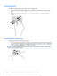 Page 38Pinching/zooming
Pinching and zooming allow you to zoom in or out on images or text.
●Zoom in by placing two fingers together on the TouchPad zone and then moving your fingers
apart.
●Zoom out by placing two fingers apart on the TouchPad zone and then moving your fingers
together.
Rotating (select models only)
Rotating allows you to turn items such as photos.
●Point to an object, then anchor the forefinger of your left hand in the TouchPad zone. Using your
right hand, slide your forefinger in a sweeping...