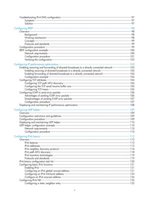 Page 479v 
Troubleshooting IPv4 DNS configuration ··················\
··················\
··················\
··················\
················ ··················\
·········· 97 
Symptom ··················\
··················\
··················\
··················\
··················\
··················\
··················\
···················\
················  97 
Solution ··················\
··················\
··················\
··················\
··················\
··················\...