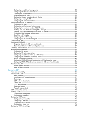 Page 680ii 
Configuring an additional routing metric ··················\
··················\
··················\
··················\
·············· ··················\
··· 28 
Configuring RIPv2 ro ute summarization··················\
··················\
··················\
··················\
··················\
 ··················\
·· 29 
Disabling host ro ute reception ··················\
··················\
··················\
··················\
··················\
······ ··················\
··········· 29...