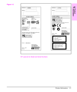 Page 14HP LaserJet 6L Model and Serial Numbers
Figure 1-21
Product
Information
Product Information 1-5 