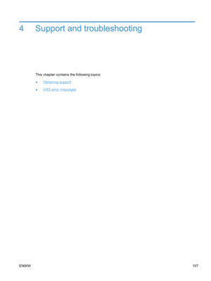 Page 1154 Support and troubleshooting
This chapter contains the following topics:
●
Obtaining support
●
DSS error messages
ENWW107 