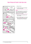 Page 106
Paper Pickup and Transfer Guide Paper Jams
1Remove Tray 2.
2Carefully pull the paper out through
the front of the printer.
Note
Do not force the paper if it is not moving
easily. If the paper is stuck in the tray
opening remove it through the Transfer
Guide area (see next steps).
3Open the top cover and remove the
toner cartridge.
4Raise the green handle (A) to free the
paper, and ( B) pull the paper up and
out through the front of the printer.
7-4 Solving Printer ProblemsEN 