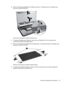 Page 7716.Remove the display panel (4) from the display enclosure. The display panel is available using
spare part number 647623-001 .
Reverse this procedure to install the display panel.
17.To replace the display panel brackets, remove the two Phillips PM 3.0×2.0 screws (1) that
secure each bracket to the display panel.
18.Remove the display brackets (2) from the display panel. The display brackets are available using
spare part number 637191-001.
Reverse this procedure to install the display hinges.
19.To...