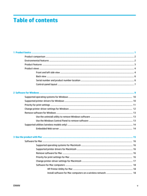 Page 7Table of contents
1  Product basics ............................................................................................................................................... 1
Product comparison .............................................................................................................................................. 2
Environmental features ........................................................................................................ ....................................