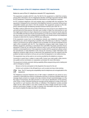 Page 74Notice to users of the U.S. telephone network: FCC requirements
Chapter 11
72 Technical information 