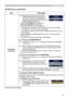 Page 5151
OPTION menu
OPTION menu (continued)
ItemDescription
SECURITY (continued)
2.2-4   Move the cursor to the right side of the 
PASSWORD AGAIN box and press the 
► button to display the PASSWORD for 
about 20 seconds, please make note of the 
PASSWORD during this time. 
Pressing the ENTER button will return to 
MyScreen PASSWORD on/off menu.
When a PASSWORD is set for MyScreen:
• The MyScreen registration function (and menu) will be unavailable.
• The MyScreen Lock menu will be unavailable.
• The START UP...