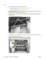 Page 114Fuser
1.Before proceeding, remove the following components:
●Rear-door assembly. See 
Rear-door assembly on page 62
.
● Right-rear cover. See 
Right-rear cover on page 68
.
2. Duplex models only : Release two tabs (callout 1) on the duplex media-feed guide, and then slide
the guide toward the back of the product to remove it.
Reinstallation tip Make sure that both tabs snap back into place when reinstalling the duplex
media-feed guide.
Figure 2-81   Remove the fuser (1 of 4)
1
3.Disconnect three...