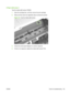 Page 157D Paper width sensor 1Test the media width sensor (PS225)
1.Open the cartridge door, and then remove the print cartridge.
2. Raise and then lower the registration flap to activate the sensor.
Figure 3-6   Test the media width sensor
3.Check the control-panel display for a sensor response.
4. If there is no response, replace the media width sensor PCA.
ENWW Tools for troubleshooting 143 