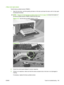 Page 163J Rear cover open sensorTest the face-up detect sensor (PS8001)
1.Open the rear door, and then gently pull down on the door and lower the door until it is fully open
to activate the sensor.
NOTE:Figure 3-13 Test the face-up detect sensor (2 of 2) on page 149 shows the location of
the face-up detect sensor (PS8001) behind the left cover.
Figure 3-12  Test the face-up detect sensor (1 of 2)
Figure 3-13  Test the face-up detect sensor (2 of 2)
2. Check the control-panel display for sensor response.
3. If...