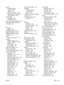 Page 337locationassemblies (base
product) 272
covers 274
internal assemblies  276
optional trays or accessories (base product) 273
log of events messages, listednumerically 217
loose toner, problem-solving 250
lower-right cover and bracket, removing 80
M
Macintosh support 303
Manage supplies menu 177
material restrictions 315
Material Safety Data Sheet (MSDS) 316
media Show Me How menu 174
memory
DIMM, removing 57
NVRAM initialization 260
ordering 269
part numbers 269
print cartridge 32
menu map, printing 176...