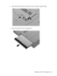 Page 1038.Using a flat-bladed screwdriver, gently push the tab to release the optical drive (2).
9.Remove the optical drive from the upgrade bay.
Replacing a drive in the upgrade bay 93 