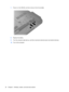 Page 407.Press in on the SIM (1), and then remove it from the slot (2).
8.Replace the battery.
9.Turn the computer right-side up, and then reconnect external power and external devices.
10.Turn on the computer.
30 Chapter 2   Wireless, modem, and local area network 