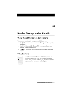 Page 373: Number Storage and Arithmetic 37
3
Number Storage and Arithmetic
Using Stored Numbers in Calculations
