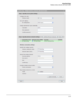 Page 31Using Quick Setup
Multiple wireless networks with wired VLANS
2-13 