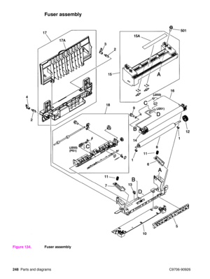 Page 250248Parts and diagrams C9706-90926
Fuser assembly
Figure 134.Fuser assembly 