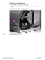 Page 108106Removal and replacement C9706-90926
Optional tray 2 (250-sheet tray)
1Remove the right- and left-side covers (see page 93).
1 If optional tray 3 is installed, lift the printer (and optional tray 2) up and away from optional 
tray 3.
2 Remove one screw (callout 1) from optional tray 2.
Figure 53. Removing optional tray 2 (1 of 2)
21 