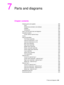 Page 227 7 Parts and diagrams225
7Parts and diagrams
Chapter contents
Ordering parts and supplies  . . . . . . . . . . . . . . . . . . . . . . . . . . . . . . . . . . . . .  226
Parts . . . . . . . . . . . . . . . . . . . . . . . . . . . . . . . . . . . . . . . . . . . . . . . . . . . .  226
Related documentation and software . . . . . . . . . . . . . . . . . . . . . . . . . . .  226
Supplies  . . . . . . . . . . . . . . . . . . . . . . . . . . . . . . . . . . . . . . . . . . . . . . . . .  226
Accessories  . ....