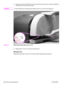 Page 9694Removal and replacement C9706-90926 2
Grasp the cover by the handle and by the top and then pull the cover out gently, rotating the 
cover away from the printer as you lift it.
CAUTION To avoid breaking two internal tabs (see detail in figure 41), lift the cover straight up.
Figure 41. Removing the right-side cover (2 of 2)
3Repeat steps 1 and 2 to remove the left-side cover.
Reinstall note
Reattach the tab closer to the front of the printer before reattaching the back tab. 