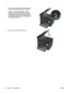 Page 1022.
Use a moist, lint-free cloth to wipe both pickup 
roll
ers and the separation pad to remove dirt. CAUTION: Do not use abrasives, acetone, 
benzene, ammonia, ethyl al
 cohol, or carbon 
tetrachloride on any part of the product; these 
can damage the product. Do not place liquids 
directly on the glass or platen. They might seep 
and damage the product.  
3
.
Close the document-feeder input tray.  92 Chapter 8   Solve problems
ENWW   