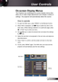 Page 1717English
User Controls
The Projector has multilingual On-screen Display menus that 
allow you to make image adjustments and change a variety of 
settings. The projector will automatically detect the source. 
How to operate 
1. To open the OSD menu, press “MENU” on the Remote Control.
2  When OSD is displayed, use
   keys to select any item in the 
main menu. While making a selection on a particular page, press  
 or “Enter” key to enter sub menu.
3. Use   keys to select the desired item and adjust the...