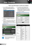 Page 4242English
User Controls
1. Turn on DHCP to allow the DHCP 
server to automatically assign an IP, or 
manually enter the required network 
information.
2. Then choose apply and press “
” button to complete the configuration 
process.
3. Open your web browser and type in the 
projector’s IP address from the OSD 
LAN screen. The following web page will 
display as below:
How to use web browser to control your projector
	When you used the projector IP ad-dress, you will can not link to your service server....