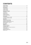 Page 1EN-1
CONTENTS
Usage Notice  ..................................................................................... 2
Safety Instructions  ................................................................................................................. 2
Introduction ....................................................................................... 5
Projector Features  ................................................................................................................. 5
Package Contents...