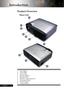 Page 66English ...
Main Unit
Product Overview
1. Focus Ring
2. Zoom Ring
3. Zoom Lens
4. Elevator Button
5. Elevator Foot
6. Remote Control Receiver
7. Connection Ports
8. Power  Socket
9. Control Panel
4
2
5
Introduction
8
1
3
6
9
7
6       