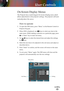 Page 23English
23
English
23
User Controls
The Projector has a multi-lingual On-Screen Display menu which 
allows adjustments to the projector settings. The projector will auto-
matically detect the source. 
How to operate 
1. To open the OSD menu, press “Menu” on the Remote Control or 
Projector Keypad.
2  When OSD is displayed, use   keys to select any item in the 
main menu. While making a selection on a particular page, press 
 or “Enter” key to enter sub menu.
3. Use   keys to select the desired item and...