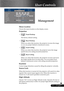 Page 2323... English
Menu Location
Choose the menu location on the display screen.
Projection
4
Front-Desktop
The factory default setting.
4Rear-Desktop
When you select this function, the projector reverses the image
so you can project behind a translucent screen.
4Front-Ceiling
When you select this function, the projector turns the image
upside down for ceiling-mounted projection.
4Rear-Ceiling
When you select this function, the projector reverses and turns
the image upside down at same time. You can project...