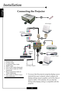 Page 10E
nglish
10
3
2
 1
 4
Connecting the Projector
S-Video Output DVD Player
Set-Top BoxAntenna
RS232 OutputDVI-I Output
1.Power Cord
2.  S-Video Cable
3 . Composite Video Cable
4 . RS232 Cable
5 . DVI to DVI Cable (Optional)
6 . DVI to RCA Cable for YPbPr
(Optional)
7 . RCA Component Cable for
YPbPr (Optional)
8 . BNC Cable for RGB/Compo-
nent (Optional)
Installation
™To ensure that the projector properly displays source
material from your computer, please configure the
display settings of your graphics...