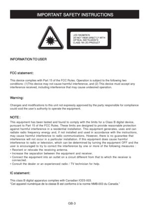 Page 4IMPORT
INFOR
FCC
This d
con
inte
W
Ch
cou00b6s auth
IC s
This c00b300260048e0003006a0003004f004400030051
NOTE
T
pu
ag
rad
ma
int
int
us
Re
I
Co
c
Co
GB- 